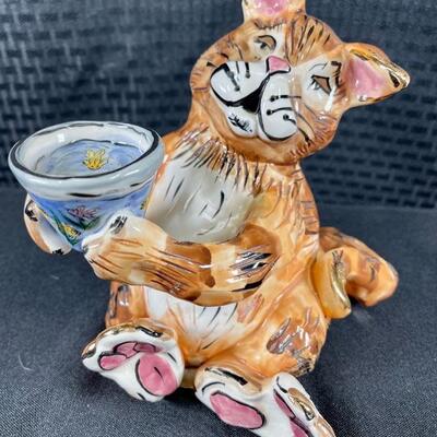 blue sky clayworks ceramic orange cat by Heather Goldminc. 2000