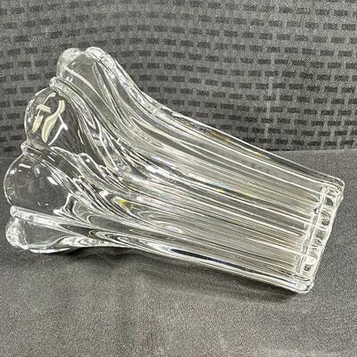 Mikasa glass vase, swirl pattern, peppermint clear