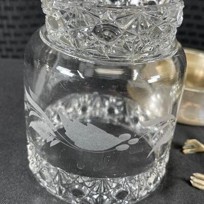 Antique Silverplate Castor Pickle Olive Condiment Jar with Tongs