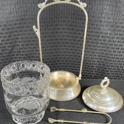 Antique Silverplate Castor Pickle Olive Condiment Jar with Tongs