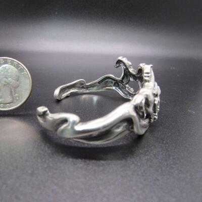 Sterling Silver 925 Running Horses Stallions Mustangs Cuff Bracelet