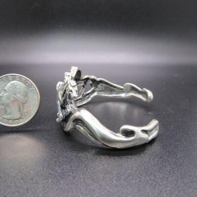 Sterling Silver 925 Running Horses Stallions Mustangs Cuff Bracelet