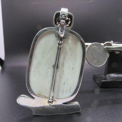 Sterling Silver Amy Kahn Russel AKR Carved Rabbit Enhancer Pendant Brooch Coral Smoke Topaz 