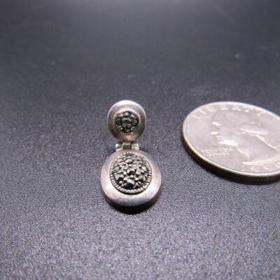 Small 925 Sterling Silver & Hematite Drop Dangle Earrings