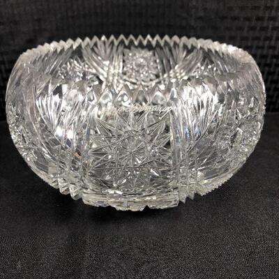 ABP Sawtooth Edge Cut Crystal Serving Fruit Bowl Star & Diamond
