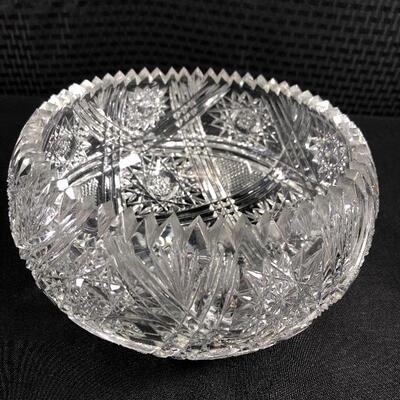 ABP Sawtooth Edge Cut Crystal Serving Fruit Bowl Star & Diamond