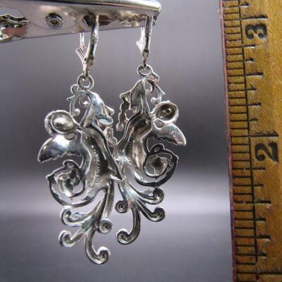 Sterling Silver 925 Dangling Cherub Angel Earrings 