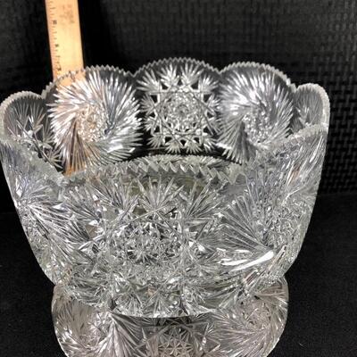 Vintage ABP Scalloped Pedestal Trifle Dish Bowl Stars Pinwheels Swirls