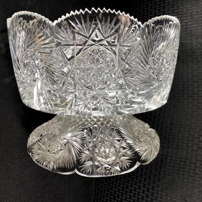 Vintage ABP Scalloped Pedestal Trifle Dish Bowl Stars Pinwheels Swirls