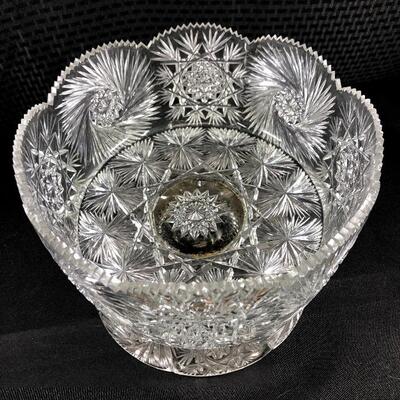 Vintage ABP Scalloped Pedestal Trifle Dish Bowl Stars Pinwheels Swirls