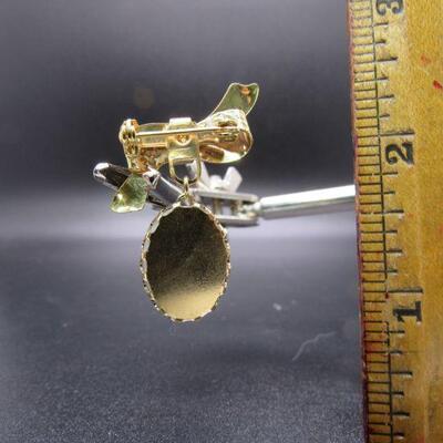 Pale Blue Cameo Pin Brooch in Gold Tone Setting