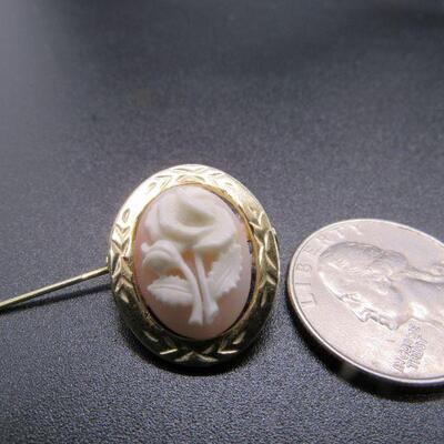 Pale Pink Rose Cameo Pin Brooch