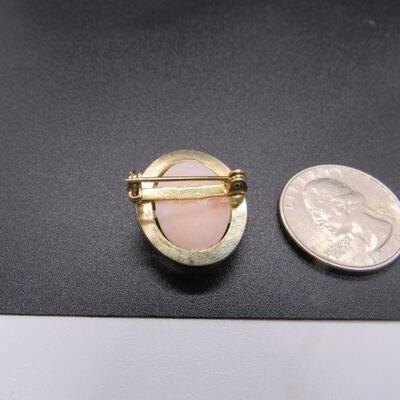 Pale Pink Rose Cameo Pin Brooch