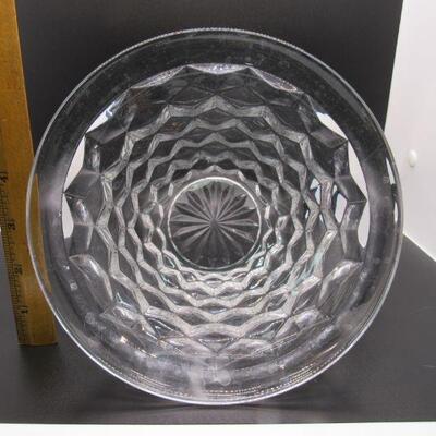 Vintage Jeanette Glass Diamond Cubist Pattern Pressed Glass Bowl