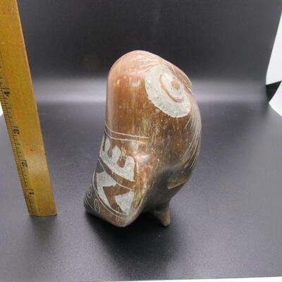 Vintage Etched Pottery Owl Parrot Bird Figurine