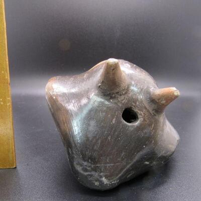 Vintage Etched Pottery Owl Parrot Bird Figurine