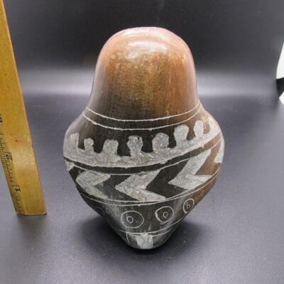 Vintage Etched Pottery Owl Parrot Bird Figurine