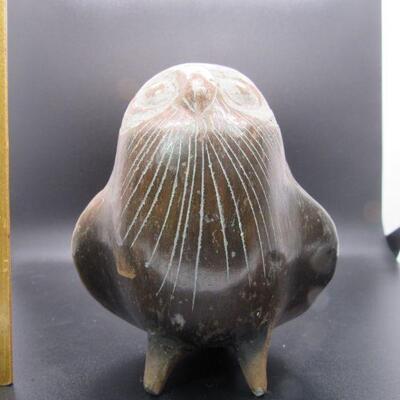 Vintage Etched Pottery Owl Parrot Bird Figurine