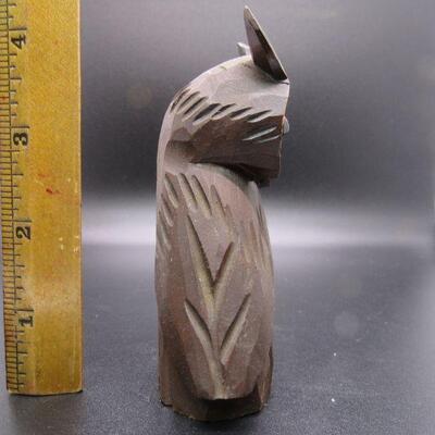Small Vintage Carved Wood Owl Figurine