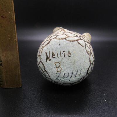 Vintage Native American ZUNI Pottery Owl Bird Figurine Signed Nellie B Bica