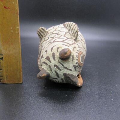 Vintage Native American ZUNI Pottery Owl Bird Figurine Signed Nellie B Bica