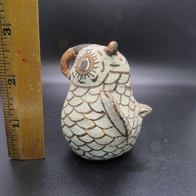 Vintage Native American ZUNI Pottery Owl Bird Figurine Signed Nellie B Bica