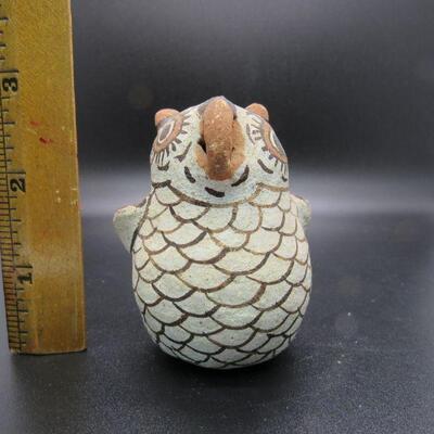 Vintage Native American ZUNI Pottery Owl Bird Figurine Signed Nellie B Bica
