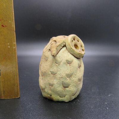 Vintage Miniature Clay Pottery Owl Figurine 