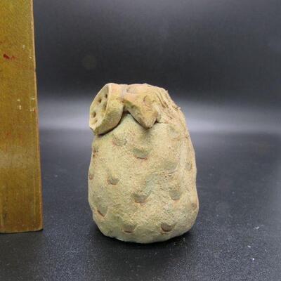 Vintage Miniature Clay Pottery Owl Figurine 