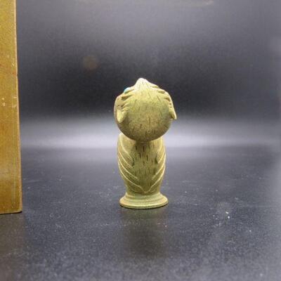 Vintage Gold Tone Florenza Owl Lighter Turquoise Cabochon Eyes