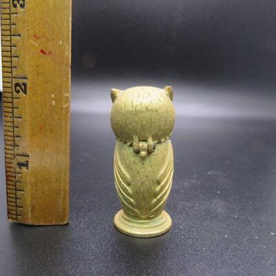 Vintage Gold Tone Florenza Owl Lighter Turquoise Cabochon Eyes