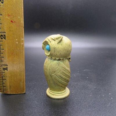 Vintage Gold Tone Florenza Owl Lighter Turquoise Cabochon Eyes