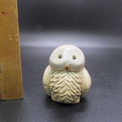 Miniature Carved Stone Owl Figurine