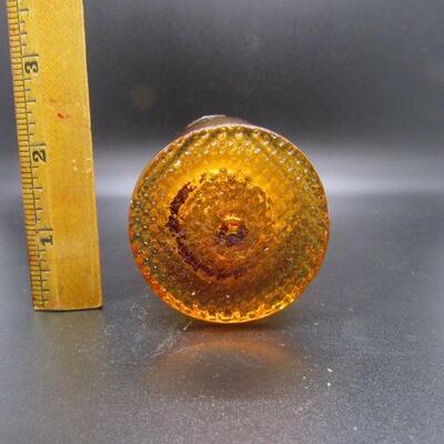 Pilgrim Amber Brown Handblown Glass Owl Figurine