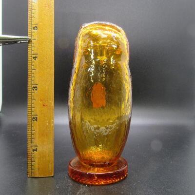 Pilgrim Amber Brown Handblown Glass Owl Figurine