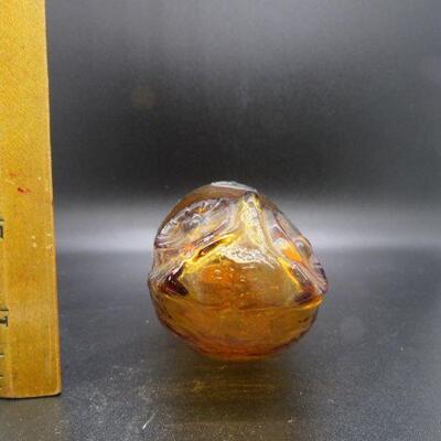 Pilgrim Amber Brown Handblown Glass Owl Figurine