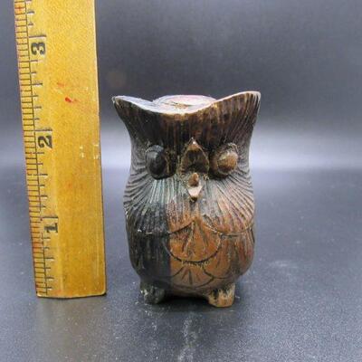 Vintage Carved Wood Owl Figurine Ethiopia