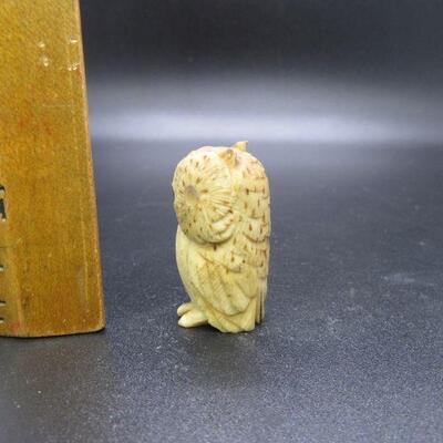 Vintage Miniature Hand Carved Owl Figurine