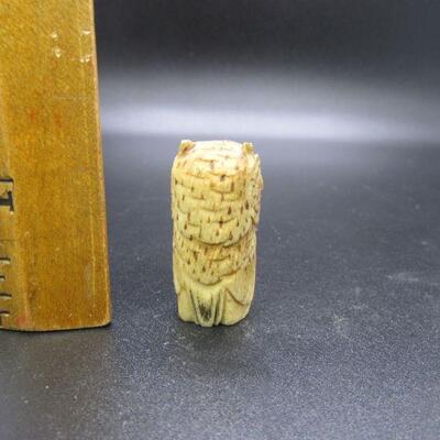 Vintage Miniature Hand Carved Owl Figurine