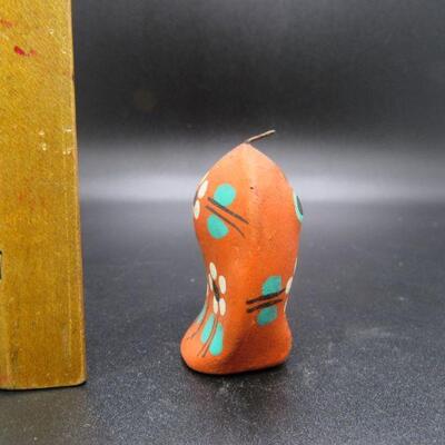 Colorful Tonala Style Orange Floral Owl Figurine Ornament Mexico