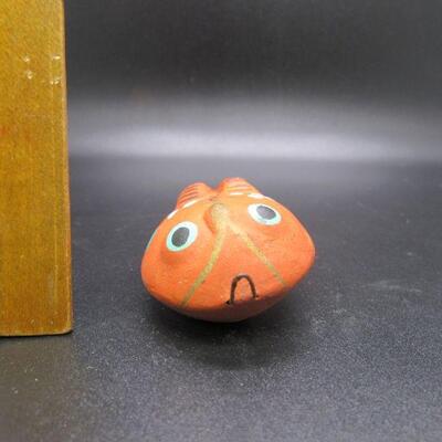 Colorful Tonala Style Orange Floral Owl Figurine Ornament Mexico