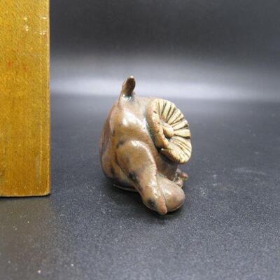 Vintage Big Eyes Miniature Clay Pottery Owl Figurine