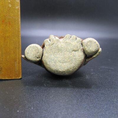 Vintage Big Eyes Miniature Clay Pottery Owl Figurine