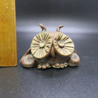Vintage Big Eyes Miniature Clay Pottery Owl Figurine