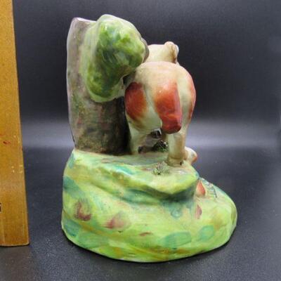 Vintage Antique Staffordshire Pearlware Bocage Ram Ewe Lamb Vase