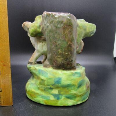 Vintage Antique Staffordshire Pearlware Bocage Ram Ewe Lamb Vase