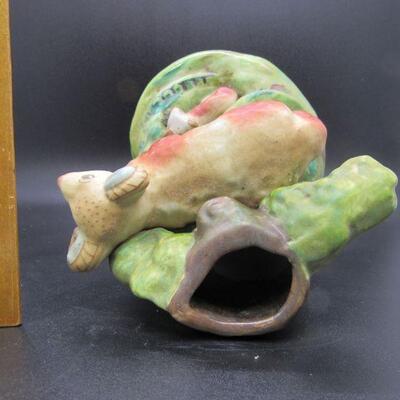 Vintage Antique Staffordshire Pearlware Bocage Ram Ewe Lamb Vase