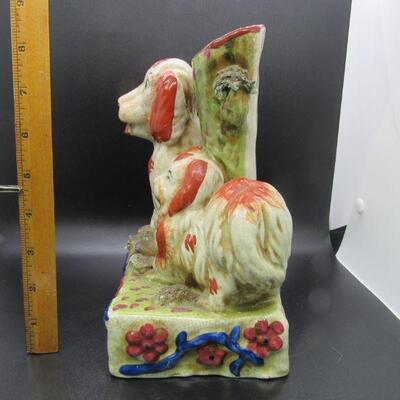 Large Staffordshire Spotted Dog Pair Spill Vase Unmarked