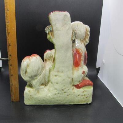 Large Staffordshire Spotted Dog Pair Spill Vase Unmarked