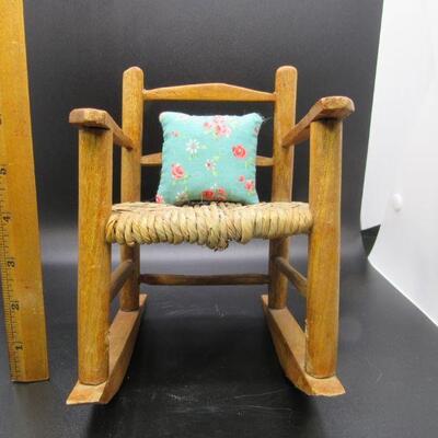 Vintage Wood Small Doll Size Rocking Chair